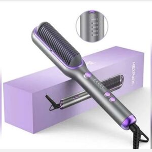 NEXPURE Hair Straightener Brush, Ionic Straightening Brush with 5 Temps, Anti-Sc